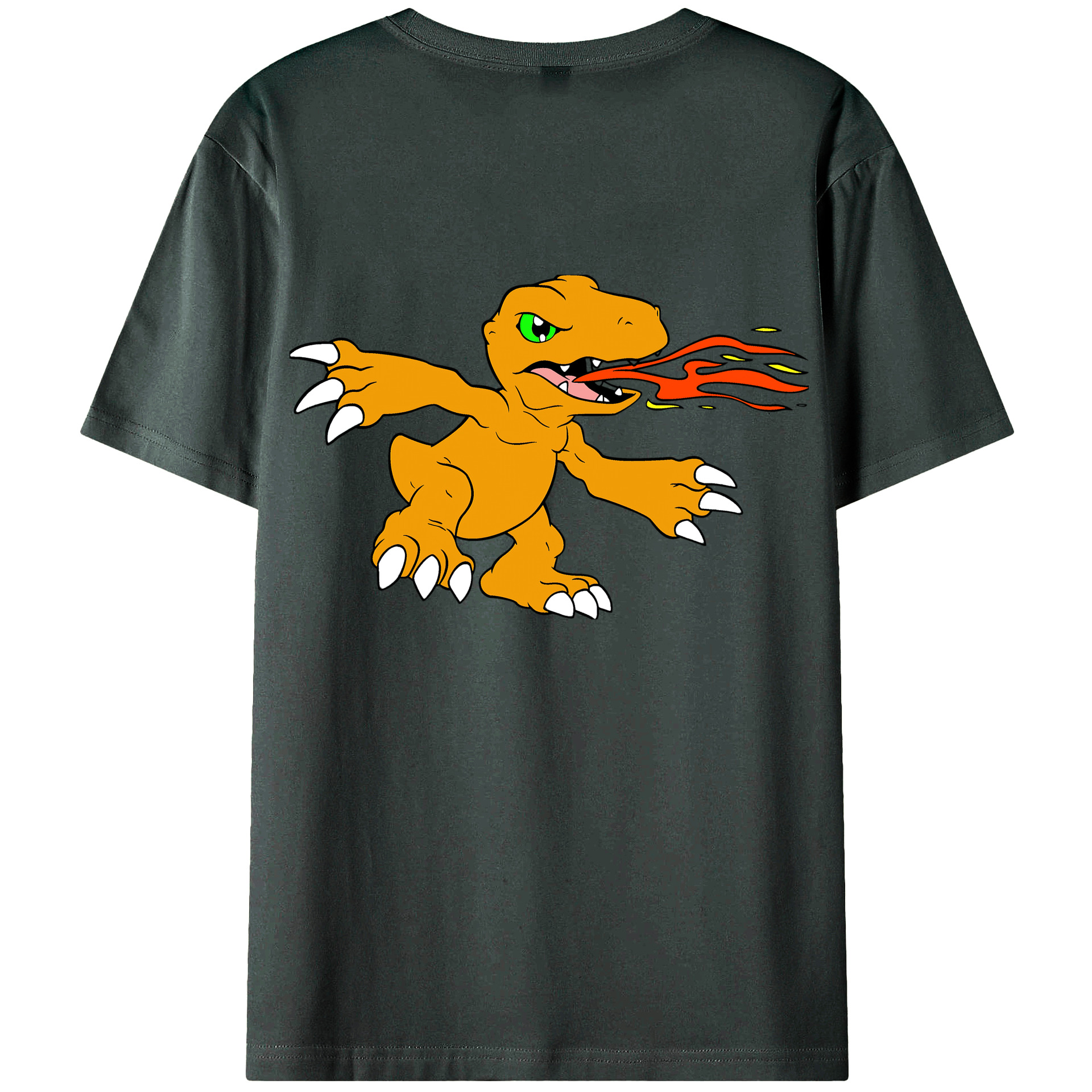 （画像用） Digimon デジタルモンスター/デジモン 綿100％ メンズ半袖Tシャツ（バックプリント） 通気性